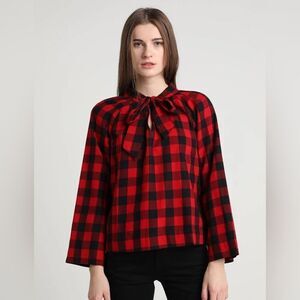 Madewell Buffalo Check Tie-Neck Flannel